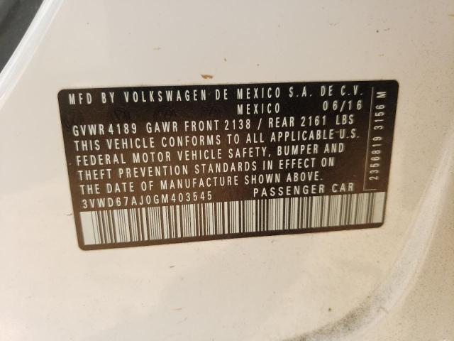 Photo 10 from auction – 2016 VOLKSWAGEN JETTA SE with VIN 3VWD67AJ0GM403545