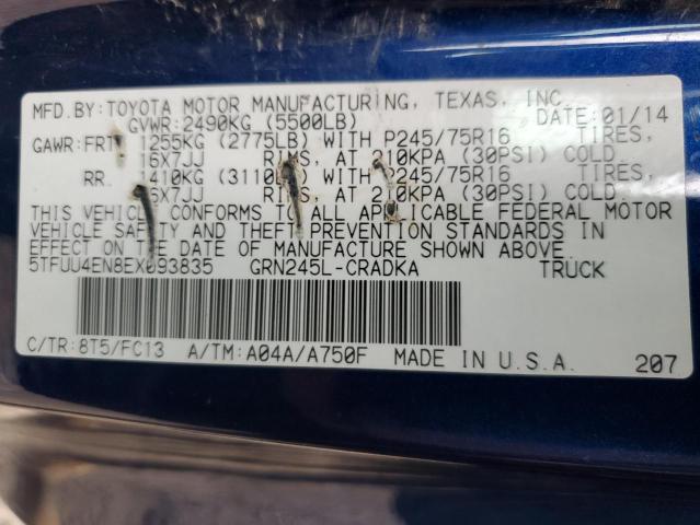 Photo 10 from auction – 2014 TOYOTA TACOMA with VIN 5TFUU4EN8EX093835