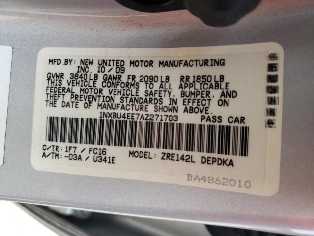 Photo 10 from auction – 2010 TOYOTA COROLLA BA with VIN 1NXBU4EE7AZ271703