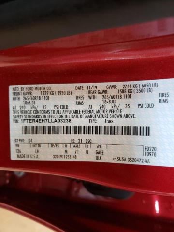 Photo 10 from auction – 2020 FORD RANGER with VIN 1FTER4EH7LLA03238