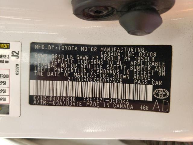 Photo 10 from auction – 2009 TOYOTA COROLLA BA with VIN 2T1BU40EX9C017276