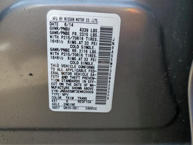 Photo 10 from auction – 2014 NISSAN ROGUE SELE with VIN JN8AS5MT3EW620009