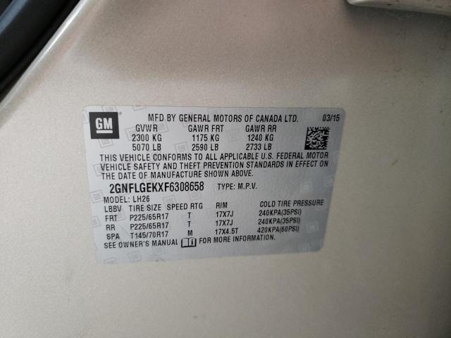Photo 10 from auction – 2015 CHEVROLET EQUINOX LT with VIN 2GNFLGEKXF6308658