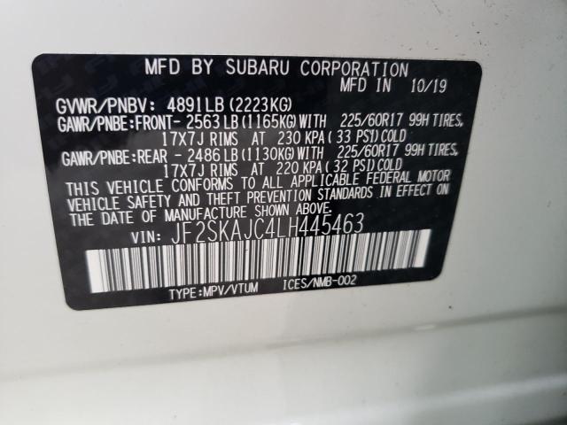 Photo 10 from auction – 2020 SUBARU FORESTER P with VIN JF2SKAJC4LH445463