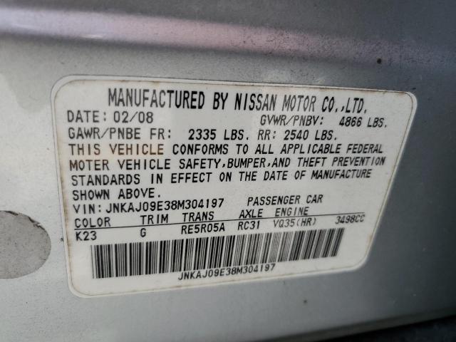 Photo 10 from auction – 2008 INFINITI EX35 BASE with VIN JNKAJ09E38M304197