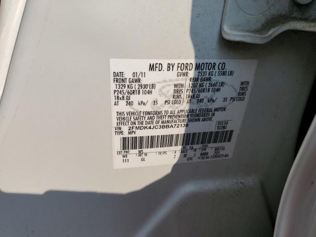 Photo 10 from auction – 2011 FORD EDGE SEL with VIN 2FMDK4JC3BBA72139