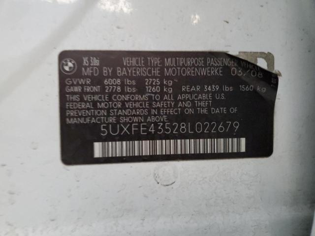 Photo 10 from auction – 2008 BMW X5 3.0I with VIN 5UXFE43528L022679