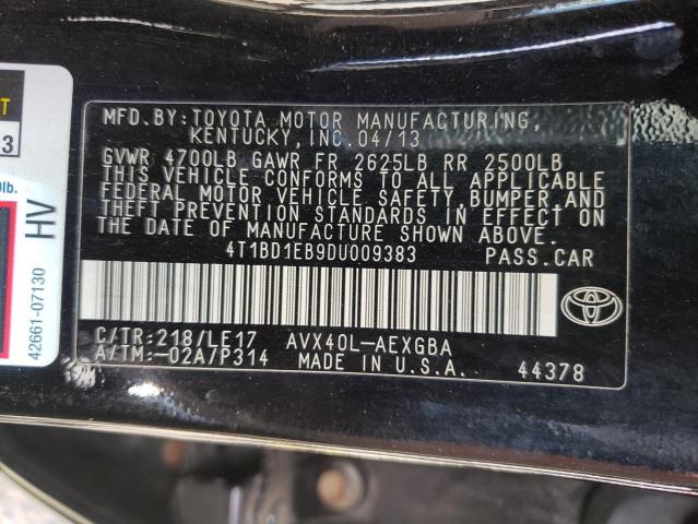 Photo 10 from auction – 2013 TOYOTA AVALON HYB with VIN 4T1BD1EB9DU009383