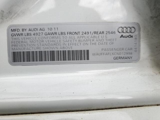 Photo 10 from auction – 2012 AUDI A4 PREMIUM with VIN WAUFFAFLXCN012998