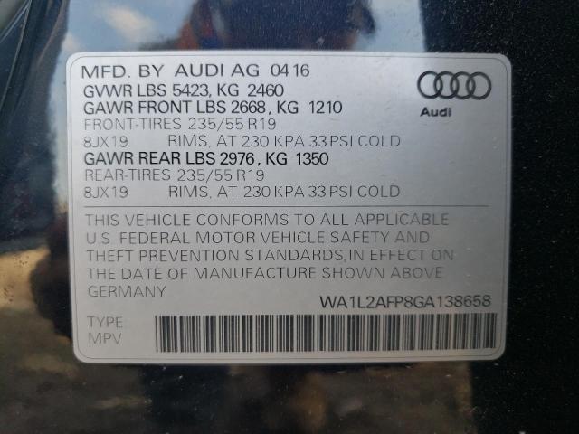 Photo 10 from auction – 2016 AUDI Q5 PREMIUM with VIN WA1L2AFP8GA138658