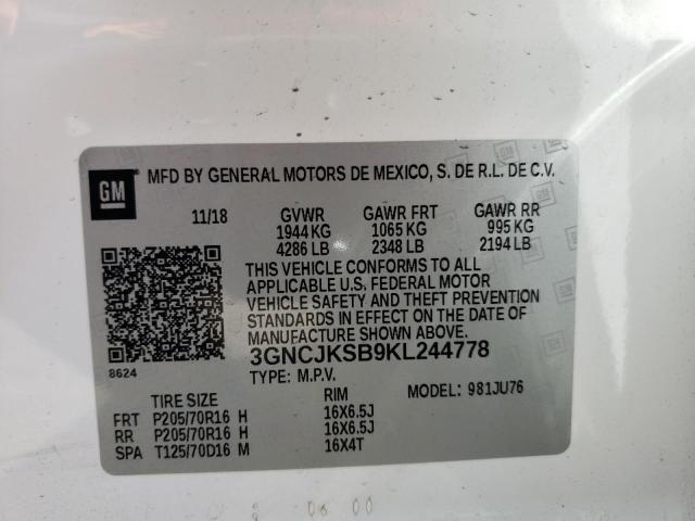 Photo 10 from auction – 2019 CHEVROLET TRAX LS with VIN 3GNCJKSB9KL244778