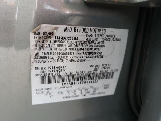 Photo 10 from auction – 2005 MERCURY MONTEGO LU with VIN 1MEFM40155G614425