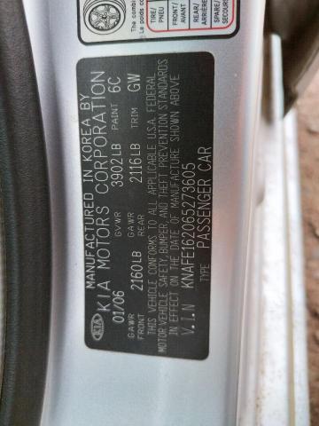Photo 10 from auction – 2006 KIA SPECTRA with VIN KNAFE162065273605