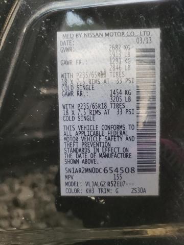 Photo 10 from auction – 2013 NISSAN PATHFINDER with VIN 5N1AR2MN0DC654508