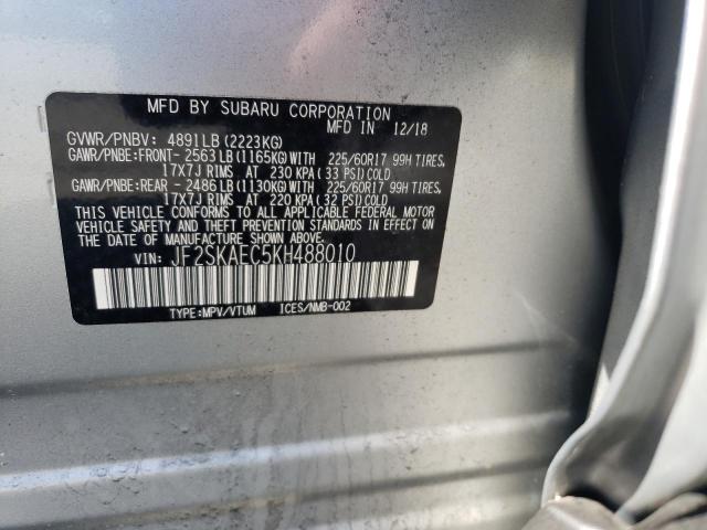 Photo 10 from auction – 2019 SUBARU FORESTER P with VIN JF2SKAEC5KH488010