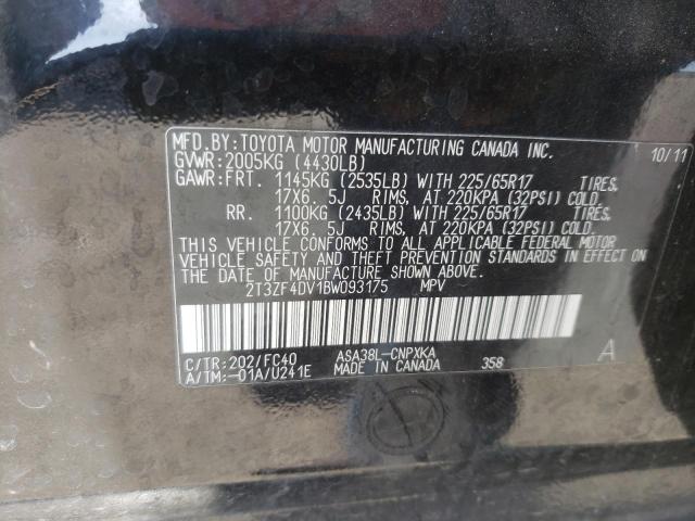 Photo 10 from auction – 2011 TOYOTA RAV4 with VIN 2T3ZF4DV1BW093175