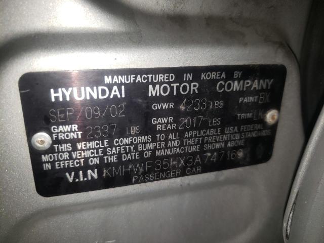 Photo 10 from auction – 2003 HYUNDAI SONATA GLS with VIN KMHWF35HX3A747169