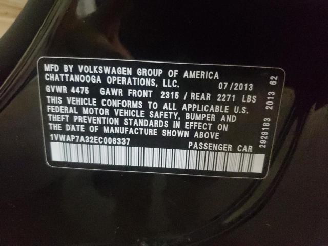 Photo 10 from auction – 2014 VOLKSWAGEN PASSAT S with VIN 1VWAP7A32EC006337