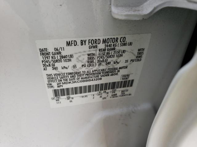 Photo 10 from auction – 2011 FORD EDGE LIMIT with VIN 2FMDK3KC0BBB43208