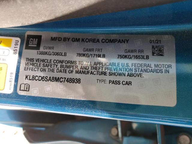 Photo 10 from auction – 2021 CHEVROLET SPARK 1LT with VIN KL8CD6SA8MC748938