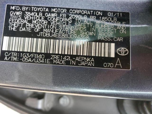 Foto 10 de la subasta – 2011 TOYOTA COROLLA BA con VIN JTDBU4EE8BJ094358