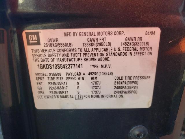 Photo 10 from auction – 2004 GMC ENVOY with VIN 1GKDS13S842377141