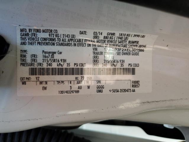 Photo 10 from auction – 2014 FORD FOCUS SE with VIN 1FADP3F2XEL301586