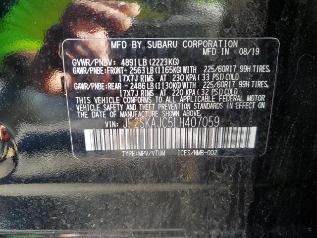 Photo 10 from auction – 2020 SUBARU FORESTER P with VIN JF2SKAJC5LH407059