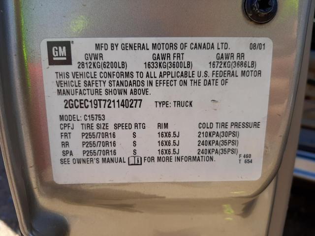 Photo 10 from auction – 2002 CHEVROLET SILVERADO with VIN 2GCEC19T721140277