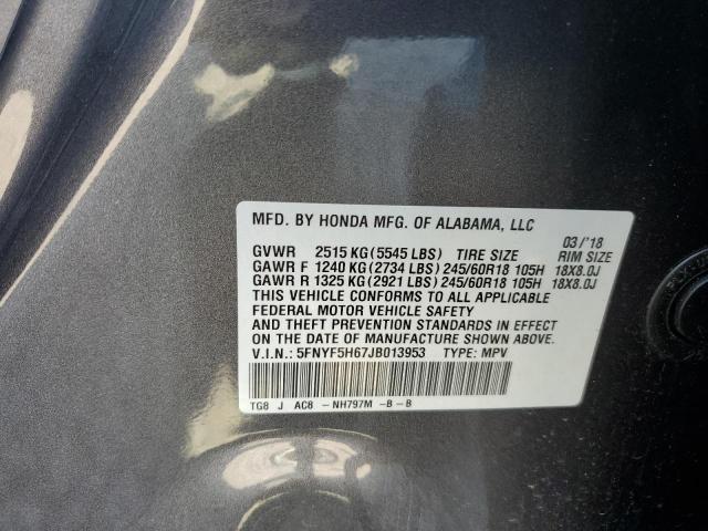 Photo 10 from auction – 2018 HONDA PILOT EXL with VIN 5FNYF5H67JB013953