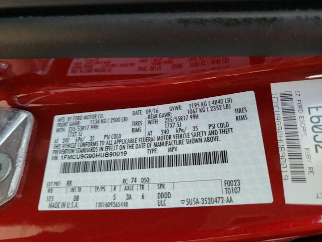 Photo 10 from auction – 2017 FORD ESCAPE SE with VIN 1FMCU9G90HUB90019