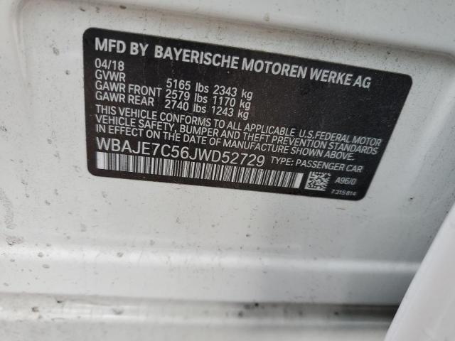 Photo 10 from auction – 2018 BMW 540 XI with VIN WBAJE7C56JWD52729