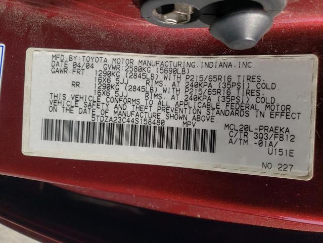Photo 10 from auction – 2004 TOYOTA SIENNA CE with VIN 5TDZA23C44S158480