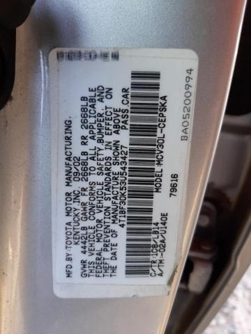 Photo 10 from auction – 2003 TOYOTA CAMRY LE with VIN 4T1BF30K53U543427