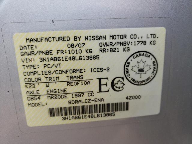 Photo 10 from auction – 2008 NISSAN SENTRA 2.0 with VIN 3N1AB61E48L613865