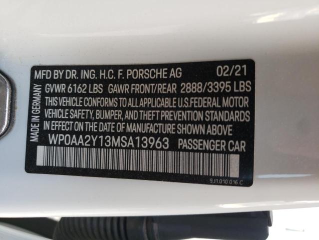 Photo 10 from auction – 2021 PORSCHE TAYCAN with VIN WP0AA2Y13MSA13963