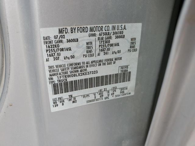 Photo 10 from auction – 2002 FORD F150 SUPER with VIN 1FTRW08LX2KE37323