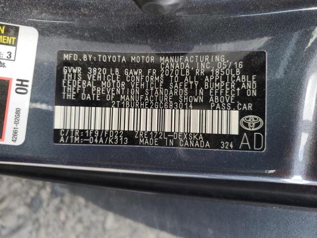 Photo 10 from auction – 2016 TOYOTA COROLLA L with VIN 2T1BURHE2GC683014