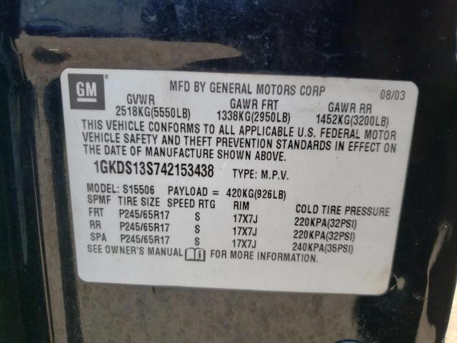 Photo 10 from auction – 2004 GMC ENVOY with VIN 1GKDS13S742153438