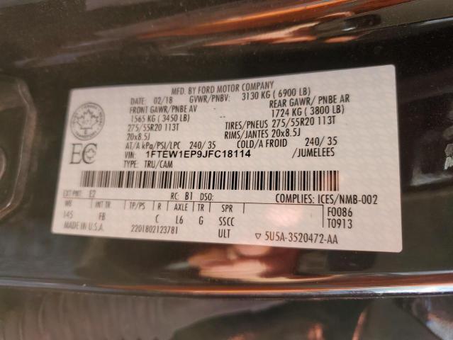 Photo 10 from auction – 2018 FORD F150 SUPER with VIN 1FTEW1EP9JFC18114
