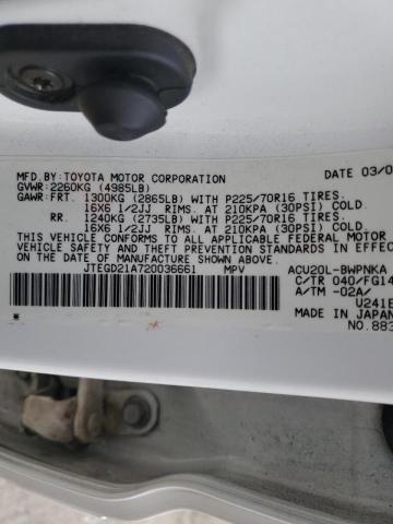 Photo 10 from auction – 2002 TOYOTA HIGHLANDER with VIN JTEGD21A720036661