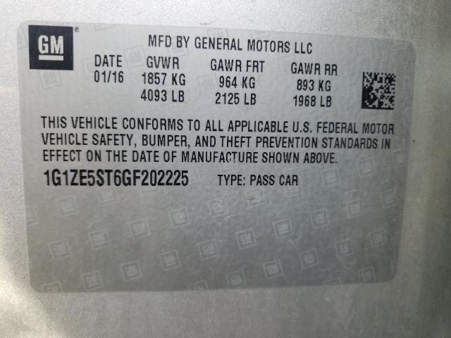 Photo 10 from auction – 2016 CHEVROLET MALIBU LT with VIN 1G1ZE5ST6GF202225