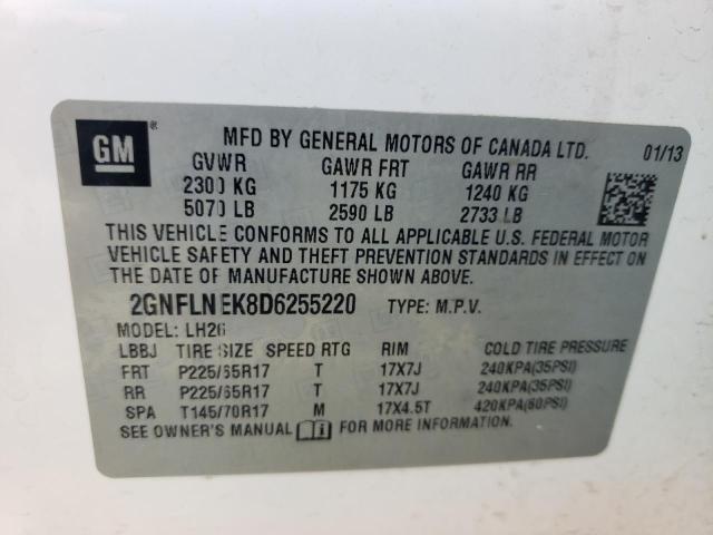 Photo 10 from auction – 2013 CHEVROLET EQUINOX LT with VIN 2GNFLNEK8D6255220