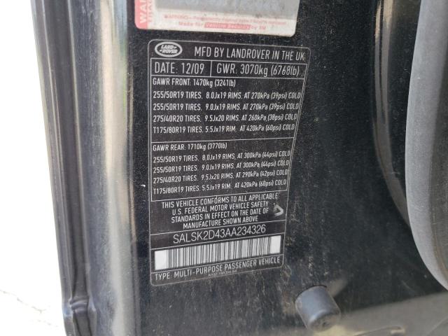 Photo 10 from auction – 2010 LAND ROVER RANGE ROVE with VIN SALSK2D43AA234326