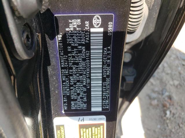 Photo 10 from auction – 2012 TOYOTA CAMRY BASE with VIN 4T1BF1FK8CU091162