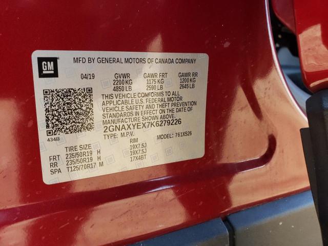 Photo 10 from auction – 2019 CHEVROLET EQUINOX PR with VIN 2GNAXYEX7K6279226
