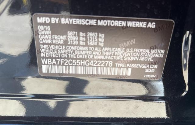 Photo 10 from auction – 2017 BMW 750 XI with VIN WBA7F2C55HG422278