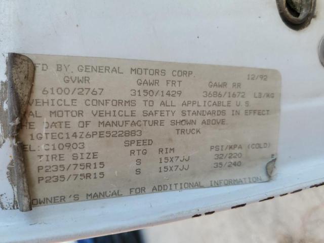 Photo 10 from auction – 1993 GMC SIERRA C15 with VIN 1GTEC14Z6PE522883