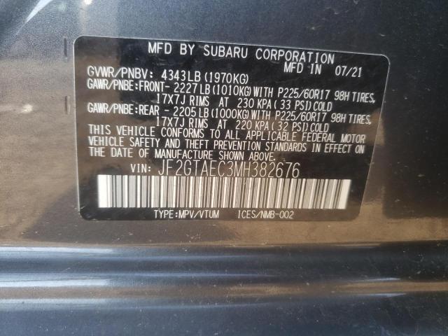 Photo 10 from auction – 2021 SUBARU CROSSTREK with VIN JF2GTAEC3MH382676
