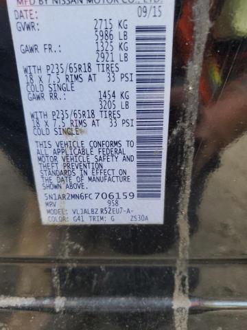 Photo 10 from auction – 2015 NISSAN PATHFINDER with VIN 5N1AR2MN6FC706159